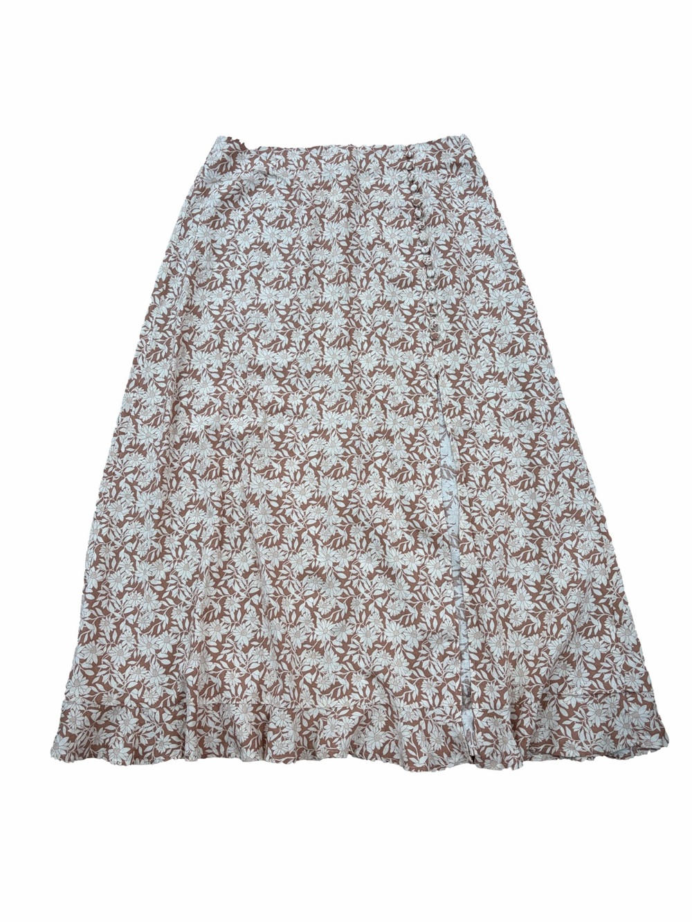 Rylee + Cru Women’s Large Button Slit Linen Blend Cottagecore Boho Maxi Skirt